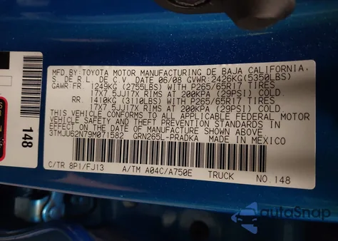 2009 Toyota Tacoma Prerunner V6 из США, поврежденный, VIN 3TMJU62N79M071582